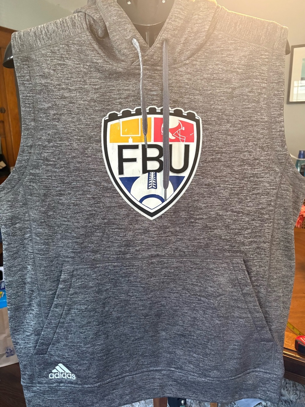 Adidas FBU Football University Team Issue Sleeveless Hoodie Gray Men’s L